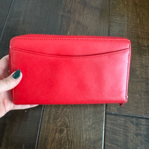 Tumi Red Leather Zip Wallet - Picture 3 of 8